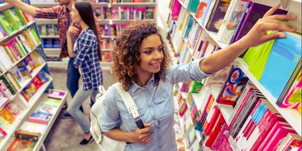 young people shopping in a book store